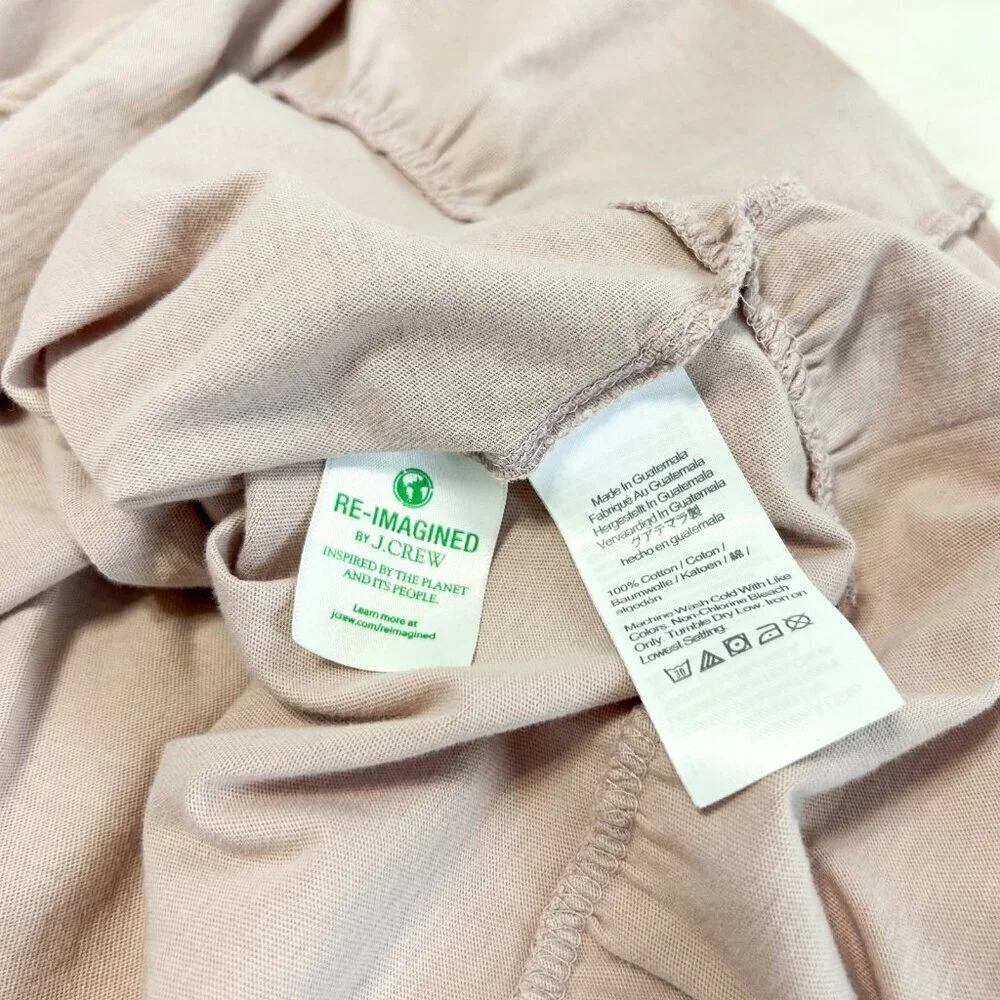 J.Crew Reimagined Tiered Ruffle Sleeve Dress Pink Cotton Jersey Women’s XS EUC